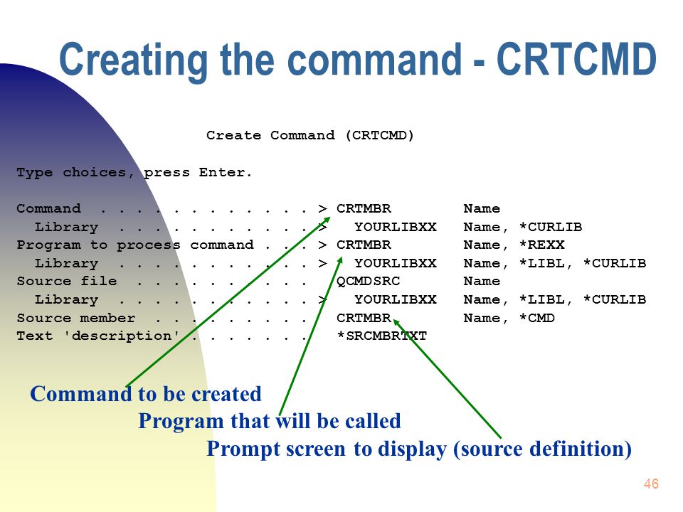 As400 Crtcmd With Parameters From Memory